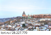 Башня Веселуха, Покровский храм и Духовная семинария. Смоленск (2018 год). Стоковое фото, фотограф Parmenov Pavel / Фотобанк Лори