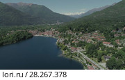 bicycle sumer italy Italian riviera houses drone flight near the mountains, Italy lake, drone 4k nature flight hootel. Стоковое видео, видеограф Aleksejs Bergmanis / Фотобанк Лори