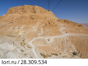 Cable car to the Masada fortress in Judaean Desert in Israel. Стоковое фото, агентство BE&W Photo / Фотобанк Лори