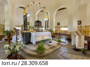 Interior of the church of the Beatitudes, roman catholic church located by Sea of Galilee near Tabgha and Capernaum at the Mount of Beatitudes, Israel. Стоковое фото, агентство BE&W Photo / Фотобанк Лори