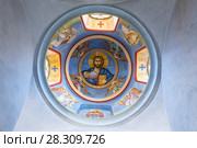 Christ wall fresco inside of the greek orthodox monastery Mount of Temptation, Jericho, West Bank, Palestine. Стоковое фото, агентство BE&W Photo / Фотобанк Лори