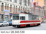 Old tramway LM-68M (2013 год). Редакционное фото, фотограф Art Konovalov / Фотобанк Лори