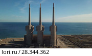 chimneys of closed power thermal station. Barcelona (2018 год). Стоковое видео, видеограф Яков Филимонов / Фотобанк Лори