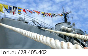 Signal flags on the warship. Стоковое видео, видеограф Александр Устич / Фотобанк Лори
