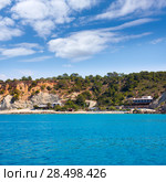 Ibiza Cala dHort d Hort view from boat in Balearic Islands. Стоковое фото, фотограф Tono Balaguer / Ingram Publishing / Фотобанк Лори