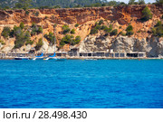 Ibiza Cala dHort d Hort view from boat in Balearic Islands. Стоковое фото, фотограф Tono Balaguer / Ingram Publishing / Фотобанк Лори