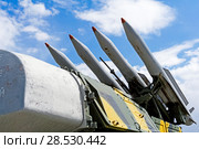 Verkhnyaya Pyshma, Russia - May 01, 2018: old shabby self-propelled missile launcher 9A310 of the Buk anti-aircraft missile system in the museum of military equipment. Редакционное фото, фотограф Евгений Харитонов / Фотобанк Лори
