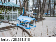 Кормушка домик для птиц в парке "Сокольники". Москва (2013 год). Стоковое фото, фотограф Алёшина Оксана / Фотобанк Лори