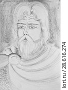 Portrait of a bearded man. An imaginary portrait of an ancient Russian hero. Стоковая иллюстрация, иллюстратор Олег Хархан / Фотобанк Лори