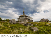 Большой Заяцкий остров Соловецкого архипелага. Андреевский скит - церковь Андрея Первозванного и поварня (2018 год). Стоковое фото, фотограф Наталья Волкова / Фотобанк Лори