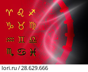 Twelve symbols of the zodiac. Space horoscope. Стоковая иллюстрация, иллюстратор ElenArt / Фотобанк Лори