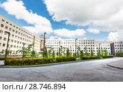 Новосибирский государственный университет (НГУ), новый корпус. Новосибирский Академгородок, Новосибирск, Западная Сибирь, Россия (2018 год). Редакционное фото, фотограф Евгений Мухортов / Фотобанк Лори