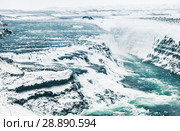 Gullfoss waterfall in winter, Iceland (2017 год). Стоковое фото, фотограф EugeneSergeev / Фотобанк Лори