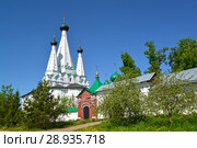Вид на Храм Успения Пресвятой Богородицы в Алексеевском женском монастыре. Улица Шаркова, 27. Углич, Ярославская область (2018 год). Стоковое фото, фотограф Ирина Борсученко / Фотобанк Лори