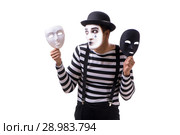 The mime with masks isolated on white background. Стоковое фото, фотограф Elnur / Фотобанк Лори