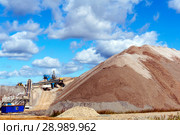 Dumps of mined rock with a system of belt conveyors and stackers, general view. Стоковое фото, фотограф Евгений Харитонов / Фотобанк Лори