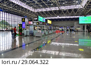 Sochi, Russia - June 6. 2018. empty check-in counters in international airport Adler. Редакционное фото, фотограф Володина Ольга / Фотобанк Лори