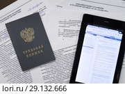 Использование правовой базы "Гарант" при подписании трудового договора (2018 год). Редакционное фото, фотограф Mary Hvostova / Фотобанк Лори