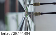 Side сlose-up of gaming darts on classic dartboard. Стоковое видео, видеограф Uladzimir Sitkouski / Фотобанк Лори