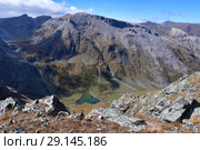 Россиия, Архыз. Озеро Запрудное с высокой точки (2018 год). Стоковое фото, фотограф Овчинникова Ирина / Фотобанк Лори
