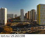 Khimki, Russia - October 17. 2018. Modern residential buildings in Levoberezhny district. Стоковое фото, фотограф Володина Ольга / Фотобанк Лори