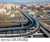 Москва, транспортная развязка. Северо-Восточной хорды и Ховринского путепровода, вид сверху (2018 год). Стоковое фото, фотограф glokaya_kuzdra / Фотобанк Лори