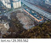 Москва, снос недостроенной Ховринской больницы, вид сверху (2018 год). Редакционное фото, фотограф glokaya_kuzdra / Фотобанк Лори