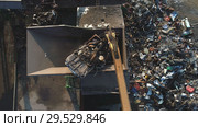 Aerial view on Point of acceptance of metal for processing. Стоковое видео, видеограф Виктор Аллин / Фотобанк Лори