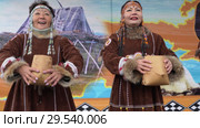 Womens dancing in national clothing indigenous inhabitants Kamchatka (2018 год). Редакционное видео, видеограф А. А. Пирагис / Фотобанк Лори