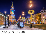 Санкт-Петербург. Новый год на Невском проспекте. Christmas decorations on Nevsky Prospect (2018 год). Редакционное фото, фотограф Baturina Yuliya / Фотобанк Лори