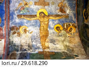 Фреска "Распятие". Спасо-Преображенский собор. Спасо-Преображенский Мирожский Завеличский мужской монастырь. Псков (2018 год). Стоковое фото, фотограф Сергей Афанасьев / Фотобанк Лори