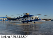 Полицейский вертолёт МИ-8АМТ на аэродроме Мячково (2016 год). Редакционное фото, фотограф Free Wind / Фотобанк Лори