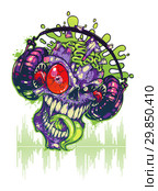 The skull explodes from the music from the headphones. Стоковая иллюстрация, иллюстратор Александр Павлов / Фотобанк Лори