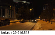 Город Екатеринбург ночью. Деловой центр. Yekaterinburg city at night. Downtown (2019 год). Стоковое видео, видеограф Евгений Романов / Фотобанк Лори