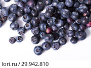 Ripe bilberries on white background. Стоковое фото, фотограф Яков Филимонов / Фотобанк Лори