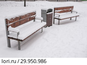 Заснеженные улицы Москвы во время снегопада 13 февраля 2019 года. Стоковое фото, фотограф Анастасия Мелешкина / Фотобанк Лори