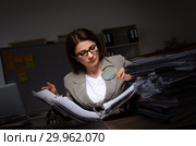 Female employee suffering from excessive work. Стоковое фото, фотограф Elnur / Фотобанк Лори