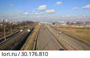 Ростовское шоссе. Въезд в город Краснодар (2019 год). Стоковое видео, видеограф Олег Хархан / Фотобанк Лори
