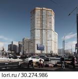 Москва, дом на пересечении улиц Ельнинской и Крылатской (2019 год). Редакционное фото, фотограф Дмитрий Неумоин / Фотобанк Лори