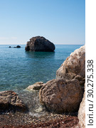 Petra tou Romiou or Aphrodite Rock Beach, one of the main attractions and landmarks of Cyprus island. (2018 год). Стоковое фото, фотограф Сергей Пристяжнюк (Serg Zastavkin) / Фотобанк Лори