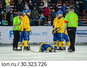 Март, 2019 - Архангельск. Юношеская сборная Швеции по хоккею с мячом. Россия, Чемпионат мира по бенди. Стоковое фото, фотограф Яковлев Сергей / Фотобанк Лори