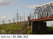 Пермь. Железнодорожный мост через реку Кама (2007 год). Стоковое фото, фотограф Дмитрий Щукин / Фотобанк Лори