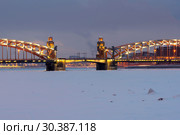 Большеохтинский мост. Санкт-Петербург (2019 год). Редакционное фото, фотограф Александр Щепин / Фотобанк Лори