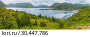 Lofoten fjord summer overcast view (2013 год). Стоковое фото, фотограф Юрий Брыкайло / Фотобанк Лори