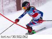 Горнолыжница Лендя Ульяна (Камчатский край). Кубок России по горнолыжному спорту, слалом (2019 год). Редакционное фото, фотограф А. А. Пирагис / Фотобанк Лори