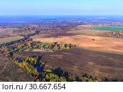 Село Писарино с высоты птичьего полета. Стоковое фото, фотограф Евгений Горбунов / Фотобанк Лори