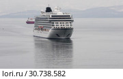 Expedition Passenger Liner Viking Orion sailing in Pacific Ocean (2019 год). Редакционное видео, видеограф А. А. Пирагис / Фотобанк Лори