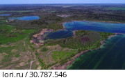 Панорама Кюрлевского карьера солнечным майским днем (аэросъемка). Ленинградская область, Россия. Стоковое видео, видеограф Виктор Карасев / Фотобанк Лори