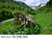 Долина реки Большая Дукка, Архыз, КЧР. Стоковое фото, фотограф Оглоблин Андрей Николаевич / Фотобанк Лори