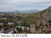 Крым, Судак. Башня Астагвера и Генуэская крепость (2019 год). Стоковое фото, фотограф Литвяк Игорь / Фотобанк Лори